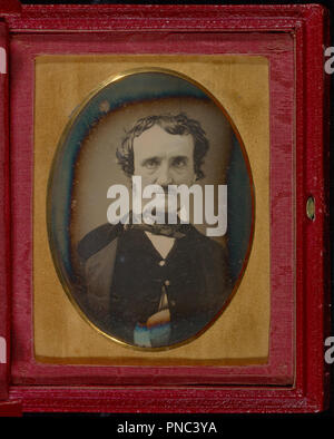 Edgar Allan Poe. Date/Period: Late May - early June 1849. Photograph. Daguerreotype (Cased object). Height: 122 mm (4.80 in); Width: 89 mm (3.50 in). Author: UNKNOWN MAKER. Stock Photo