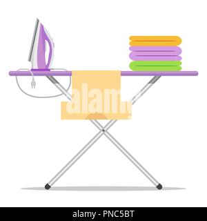 Flat icon ironing board isolated on white background. Ironing of clothes, home appliance. Stock Vector