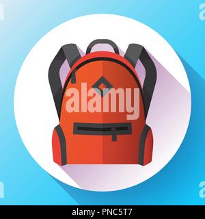 Icon of bright red school or travel backpack Stock Vector