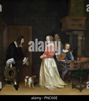 The Suitor's Visit. Date/Period: Ca. 1658. Painting. Oil on canvas. Height: 800 mm (31.49 in); Width: 750 mm (29.52 in). Author: Gerard ter Borch the Younger. Stock Photo
