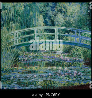 Water Lilies and Japanese Bridge. Date/Period: 1899. Painting. Oil on canvas Oil on canvas. Height: 89.7 cm (35.3 in); Width: 90.5 cm (35.6 in). Author: CLAUDE MONET. Stock Photo
