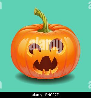 Halloween pumpkin face - funny surprised with big eyes smile Jack o lantern Stock Vector