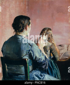 Braiding her Hair. Date/Period: 1888. Painting. Olje på lerret. Width: 49 cm. Height: 56 cm. Author: CHRISTIAN KROHG. Stock Photo