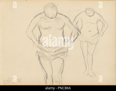 Copies of Cézanne's Bathers. Date/Period: Ca. 1877. Drawing. Graphite. Author: EDGAR DEGAS. Stock Photo