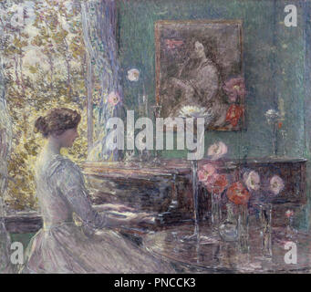 Improvisation. Date/Period: 1899. Painting. Oil on canvas Oil on canvas. Height: 762 mm (30 in); Width: 860.55 mm (33.87 in). Author: Childe Hassam. Hassam, Childe. Stock Photo