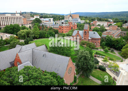 Over looking Cornell University campus with Ho Plaza, Saga Hall and Barnes Hall in the background. Ithaca. New York.USA Stock Photo