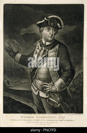 George Washington, Esqr. General and Commander in Chief of the Continental Army in America. Date/Period: 1775. Mezzotint on paper. Width: 25.4 cm. Height: 37.8 cm (sheet). Author: Unknown English. Stock Photo