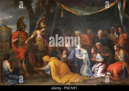 Les reines de Perse aux pieds d'Alexandre dit aussi la tente de Darius / The Queens of Persia at the feet of Alexander, also called The Tent of Darius. Date/Period: 17th century. Painting. Oil on canvas. Height: 298 cm (117.3 in); Width: 453 cm (14.8 ft). Author: Charles Le Brun. LE BRUN, CHARLES. Stock Photo