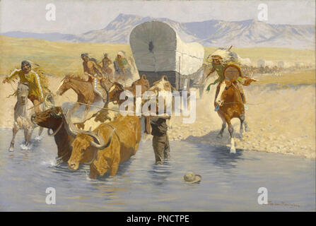 The Emigrants. Date/Period: 1902/1906. Painting. Oil on canvas. Width: 115.3 cm. Height: 77.2 cm (without frame). Author: Frederic Remington. Stock Photo