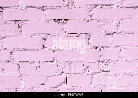 Whitewashed brick wall, pinky color toning, design background and texture Stock Photo