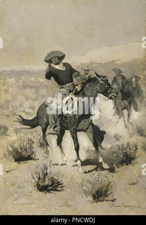 Days on the Range ('Hands Up!'). Date/Period: 1900/1904. Painting. Oil on canvas. Width: 68.6 cm. Height: 101.6 cm (without frame). Author: Frederic Remington. Stock Photo