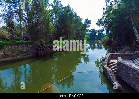 Shores of Jordan River at Baptismal Site, Israel Stock Photo