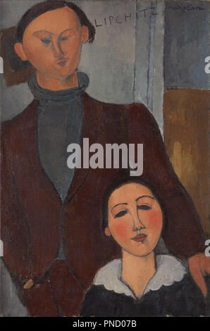 Jacques and Berthe Lipchitz. Date/Period: 1916. Painting. Oil on canvas Oil on canvas. Height: 813 mm (32 in); Width: 543 mm (21.37 in). Author: Amedeo Modigliani. Stock Photo