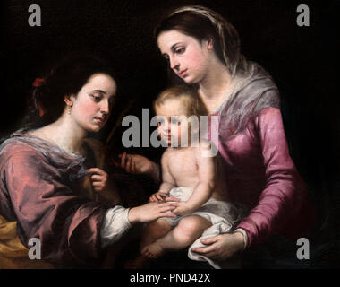 The Mystic Marriage of St Catherine by Bartolome-Esteban Murillo (1617-1682), oil on canvas, c.1660 Stock Photo