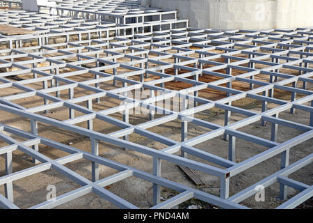 Raised Steel Floor Structure System Stock Photo