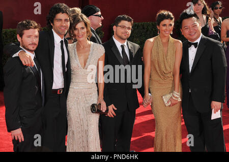 ENTOURAGE Cast - Kevin Connolly, Adrian Grenier, Perrey Reeves. Jerry Ferrera, Jamie-Lynn Sigler & Rex Lee at the 61st Annual Primetime Emmy Awards - Arrivals held at the Nokia Theater in Los Angeles, CA on Sunday, September 20, 2009. Photo by: PRPP / PictureLux  File Reference # Entourage Cast 92009PRPP  For Editorial Use Only -  All Rights Reserved Stock Photo