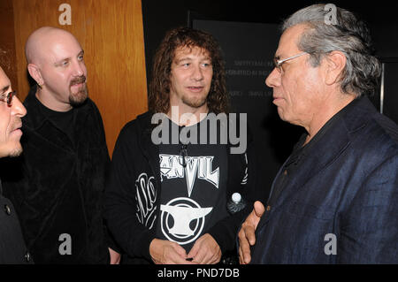 (second l-r) G-Five, Steve 'Lips' Kudlow and Edward James Olmos during the reception of the DVD release of 'Anvil The Story of Anvil' held at the WGA in Beverly Hills, CA on Thursday, October 8, 2009. Photo by Richard Soria/ PRPP /PictureLux File Reference # GFiveKudlowOlmos01 10809PRPP  For Editorial Use Only -  All Rights Reserved Stock Photo