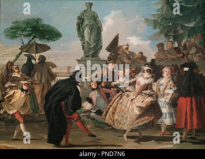 The Minuet. Date/Period: 1756. Painting. Oil on canvas. Height: 807 mm (31.77 in); Width: 1,093 mm (43.03 in). Author: Giovanni Domenico Tiepolo. TIEPOLO, GIOVANNI BATTISTA. TIEPOLO, GIOVANNI DOMENICO. Stock Photo