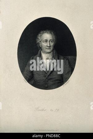 Johann Wolfgang von Goethe. Line engraving by E. Radclyffe a. Stock Photo