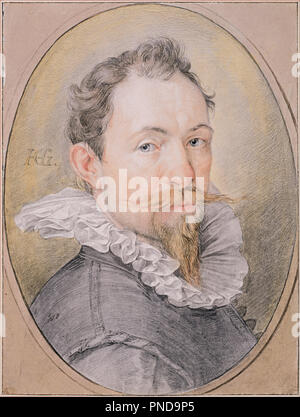Self-Portrait, c. 1593-1594. Date/Period: Ca. 1593-1594. Black and colored chalk, pen and gray ink, watercolors, heightened whith white. Author: Hendrik Goltzius. Stock Photo