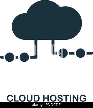 Cloud Hosting icon. Monochrome style design from big data collection. UI. Pixel perfect simple pictogram cloud hosting icon. Web design, apps, softwar Stock Vector