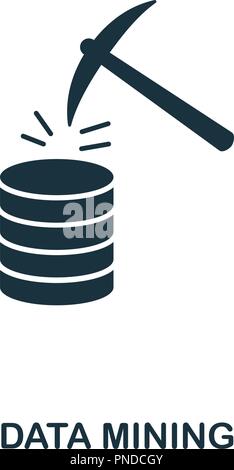 Data Mining icon. Monochrome style design from big data collection. UI. Pixel perfect simple pictogram data mining icon. Web design, apps, software, p Stock Vector