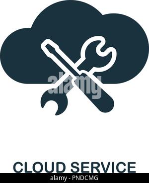 Cloud Service icon. Monochrome style design from big data collection. UI. Pixel perfect simple pictogram cloud service icon. Web design, apps, softwar Stock Vector