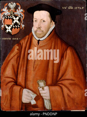 William Lovelace, Serjeant-at-law. Date/Period: 1576. Painting. Oil on oak panel. Height: 660 mm (25.98 in); Width: 524 mm (20.62 in). Author: British School. ANONYMOUS. Stock Photo