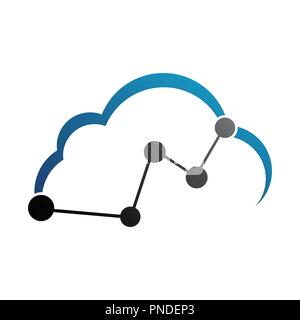 Thin line icon with flat design element of cloud computing connection internet hosting technology data link Stock Vector