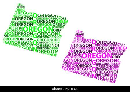 Oregon shape. State word cloud with county division. Oregon colored ...