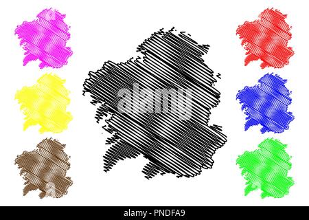 Galicia (Kingdom of Spain, Autonomous community) map vector illustration, scribble sketch Galicia (Spain) map Stock Vector
