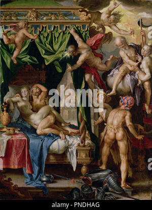 Mars and Venus Surprised by the Gods. Date/Period: Between ca. 1606 and ca. 1610. Painting. Oil on copper. Height: 203 mm (7.99 in); Width: 155 mm (6.10 in). Author: JOACHIM WTEWAEL. Stock Photo