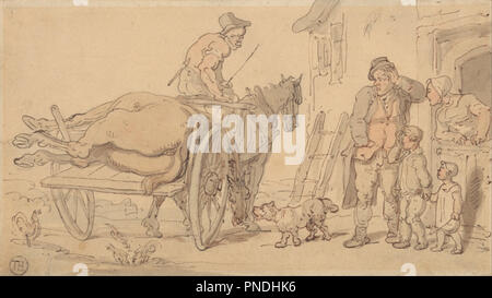 A Dead Horse on a Knacker's Cart, Thomas Rowlandson, 1756–1827, British,  undated, Watercolor and graphite with pen and brown ink on medium, slightly  textured, cream wove paper, Sheet: 3 7/16 x 6
