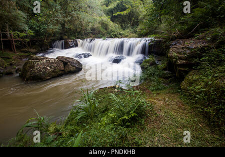 A beautiful small waterfall in the jungle photographed in the Misiones province of Argentina Stock Photo