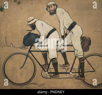 Ramon Casas and Pere Romeu on a Tandem. Date/Period: 1897. Painting. Oil on canvas. Height: 1,880 mm (74.01 in); Width: 2,155 mm (84.84 in). Stock Photo