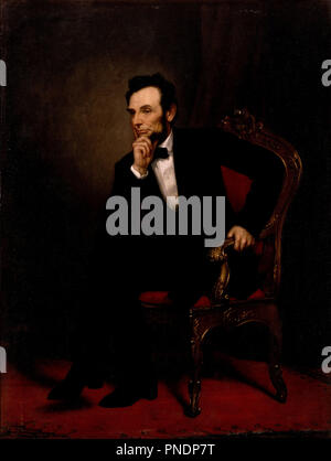 Painting of President Abraham Lincoln sitting in chair Stock Photo - Alamy