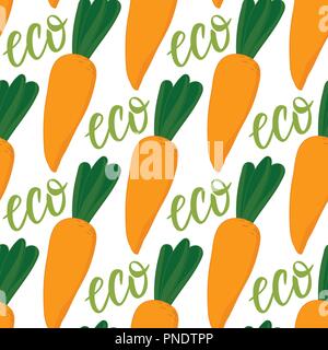 Cartoon carrot seamless pattern. Vector ilustration isolated on white background. Stock Vector