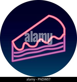 neon sweet piece cake birthday tasty Stock Vector