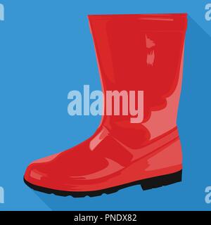 rubber boots woman shoes isolated flat icon red Stock Vector