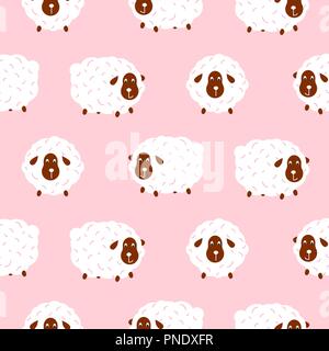 Baby sheep girlish cute seamless vector pattern. Stock Vector