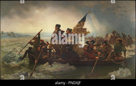 Washington Crossing the Delaware. Date/Period: 1851. Painting. Oil on canvas. Height: 3,785 mm (12.41 ft); Width: 6,477 mm (21.25 ft). Author: Emanuel Leutze. LEUTZE, EMANUEL GOTTLIEB. Leutze, Emanuel. Stock Photo