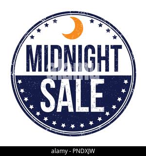 Midnight sale sign or stamp on white background, vector illustration Stock Vector
