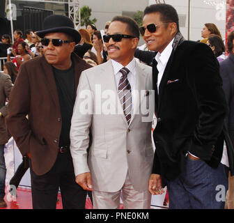 Tito Jackson, Marlon Jackson & Jackie Jackson arriving at the Los Angeles Premiere of Michael Jackson's 'This Is It' held at the NOKIA Theatre in Los Angeles, CA. The event took place on Tuesday, October 27, 2009. Photo by: Pedro Ulayan Pacific Rim Photo Press.  / PictureLux File Reference # TitoJackson MarlonJackson JackieJackson 102709 1PRPP   For Editorial Use Only -  All Rights Reserved Stock Photo