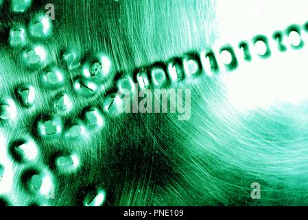 Binary code: digital language emerging from a numerical cloud Stock Photo