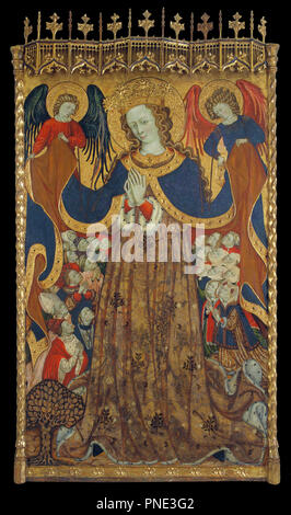 Virgin of Mercy. Date/Period: From 1430 until 1440. Painting. Tempera, stucco relief and gold leaf on wood. Height: 2,230 mm (87.79 in); Width: 1,268 mm (49.92 in). Author: BONANAT ZAORTIGA. Zaortiga, Bonanat. Stock Photo