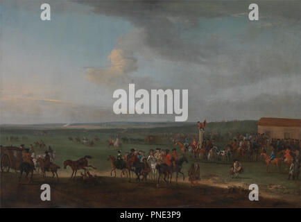 The Round Course at Newmarket, Cambridgeshire, Preparing for the King's Plate. Date/Period: Ca. 1725. Painting. Oil on canvas. Height: 870 mm (34.25 in); Width: 997 mm (39.25 in). Author: Peter Tillemans. Stock Photo