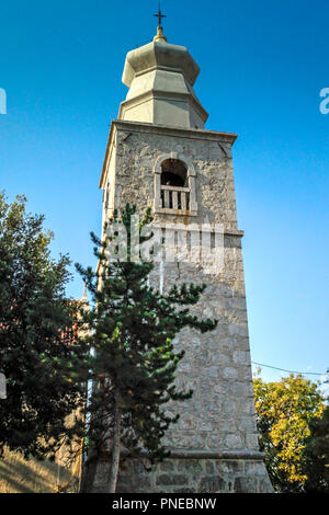 The rustic and historical church of Holy Trinity in the village of Punat on the Croatian island of Krk on the Adriatic Sea Stock Photo