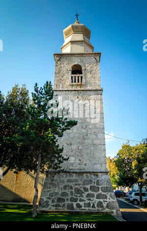 The rustic and historical church of Holy Trinity in the village of Punat on the Croatian island of Krk on the Adriatic Sea Stock Photo