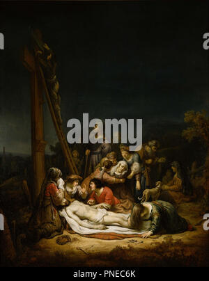 The Lamentation. Date/Period: 1637. Painting. Oil on canvas Oil on canvas. Height: 901 mm (35.47 in); Width: 719 mm (28.30 in). Author: Govert Flinck. FLINCK, GOVAERT. Stock Photo