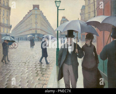 Rue de Paris, temps de pluie / Paris Street in Rainy Weather. Date/Period: 1877. Painting. Oil on canvas Oil on canvas. Height: 2,122 mm (83.54 in); Width: 2,762 mm (108.74 in). Author: Gustave Caillebotte. CAILLEBOTTE, GUSTAVE. Stock Photo